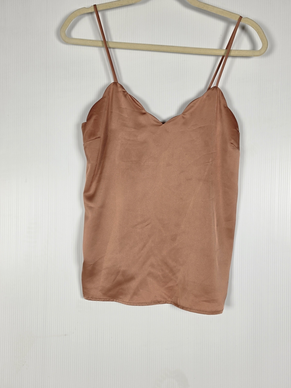 Women's Satin Dusty Rose Scalloped  Cami By Monteau